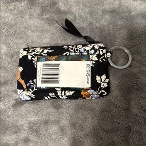 Floral Black Card Holder Keychain